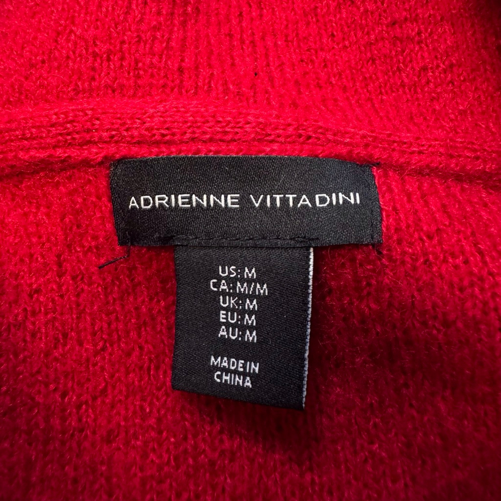 Adrienne Vittadini Red Rhinestone Cardigan Sweater Medium - Picture 6 of 13
